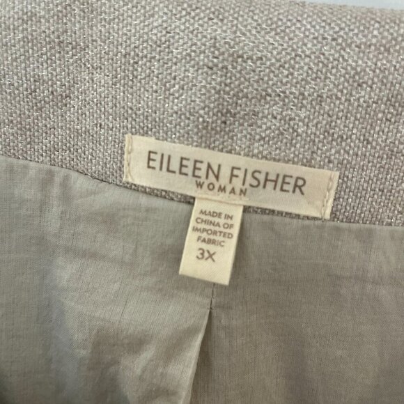Elieen Fisher Woman Plus-Size Beige Silver Twinkle Linen EveningJacket/Blazer 3x - Picture 4 of 14